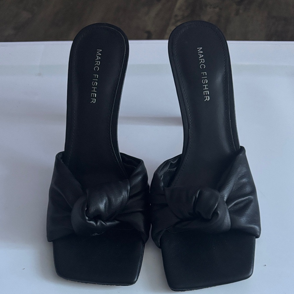 Marc Fisher Black Knotted Mules